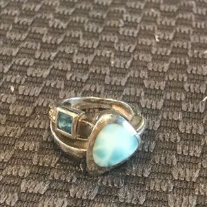 Marahlago sterling silver larimar ring